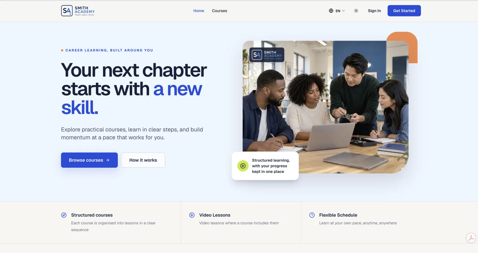 Smith Academy website preview